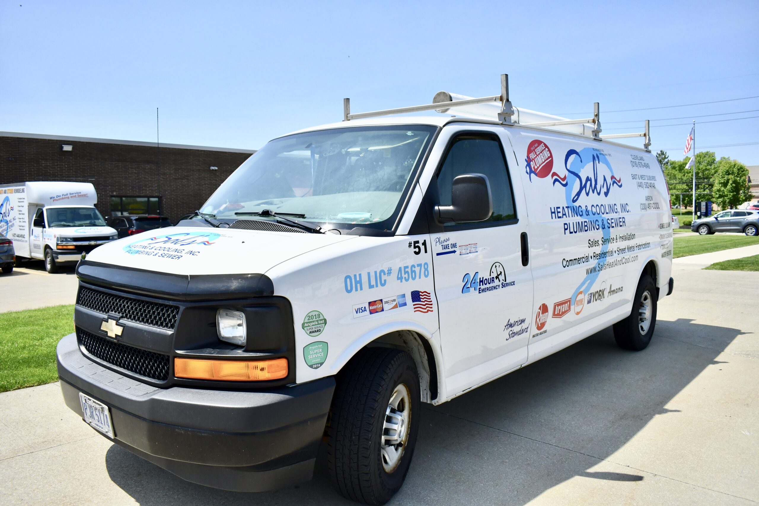 Sal's Heating & Cooling, Plumbing & Sewer white van